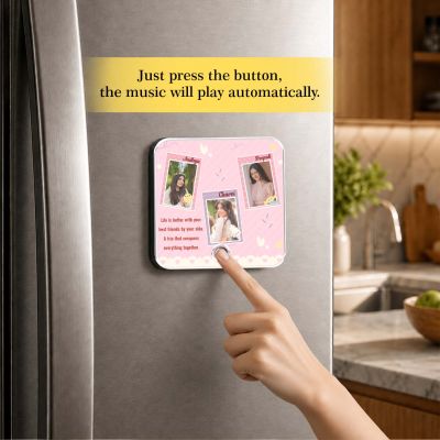 Gift for Trio Friends Personalized Musical Fridge Mganet with Playing Song Feature Friendship Gift for Trio  Birthday Gift for Bestie